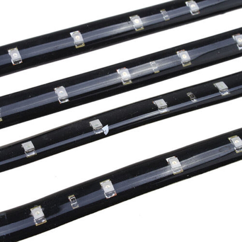 Blue 4pcs 30CM/15 LED Car Motors Truck Flexible Strip Light Waterproof 12V Newly