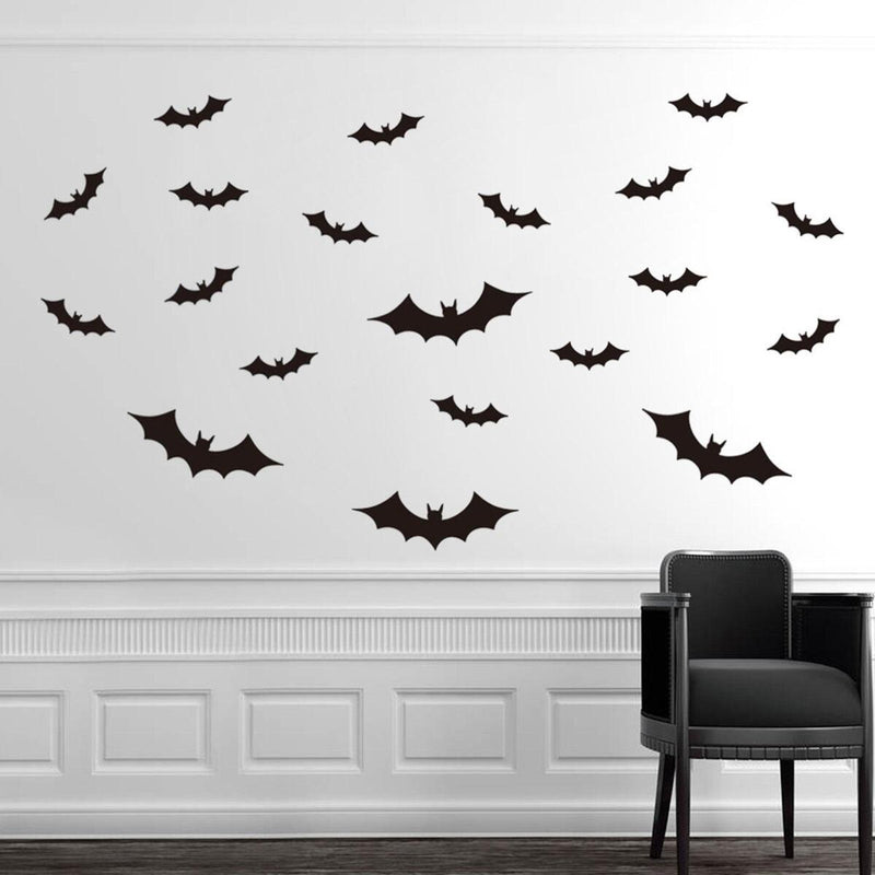 20 Halloween Stickers Bat Black Vinyl Window Decorations Spooky Party Kids Wall`