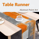 Gray Brown Burlap Linen Table Runner Table Dresser Runner Abstract Paint Art