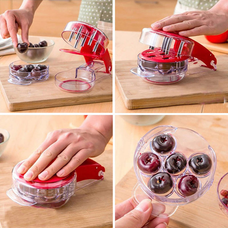 Cherry Pitter - Olive Seed Cherry Stone Pit Pitting Device with 6 Groove