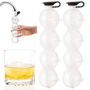 4-Cavity Plastic Round Ice Ball Molds Freezer Moulds Whiskey Ice Cube Ball