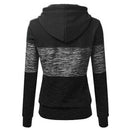 Stitching Women Long Sleeve Hit Color Autumn Leisure Hoodies (Black 2XL)