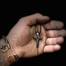 Mens Women Chain Necklace Coppers Cross Alloy Pendant UK Crucifix N4Y7