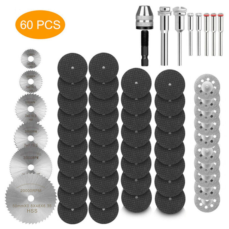 60pcs Diamond Cutting Grinding Wheels Discs Abrasive Electric Saw Blade Set
