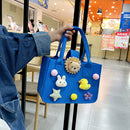 Felt Handbag Totes Kids Cute Cartoon Fabric Top-Handle Shopping Shoulder Bag