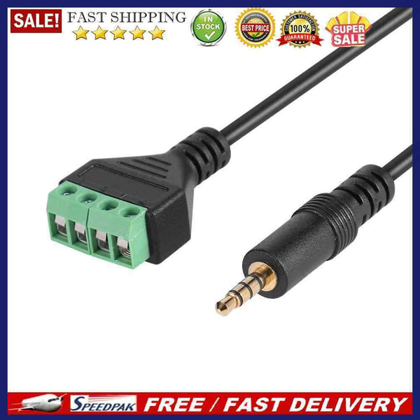 3.5mm Stereo 4 Pole Male Plug to 4 Pin AV Screw Video Balun Terminal Cable