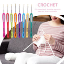 8pcs Soft Plastic Handle Knitting Needles Set Aluminum Crochet Hooks DIY Cr