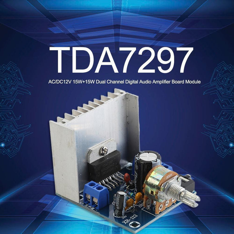 AC/DC12V TDA7297 2x15W Digital Audio Power Amplifier DIY Kit Dual Channel Module