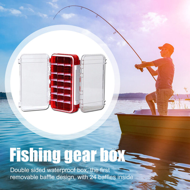 Double-Sided Removable Portable Fishing Tackle Box Waterproof Fishing Accessory