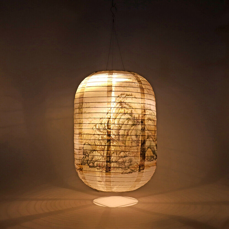 #A 25cm Solar Lanterns Light Nylon Cloth Chinese Japanese Hanging Lamp for Outdo