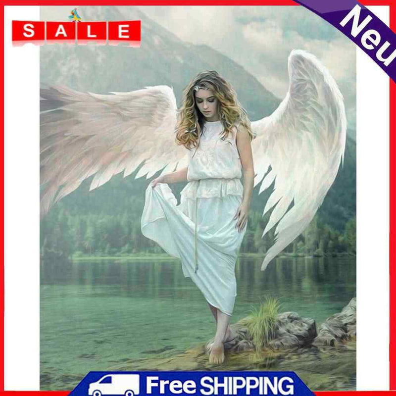 Frameless Oil Paint By Numbers DIY Angel Picture Craft Kit for Home Living Room