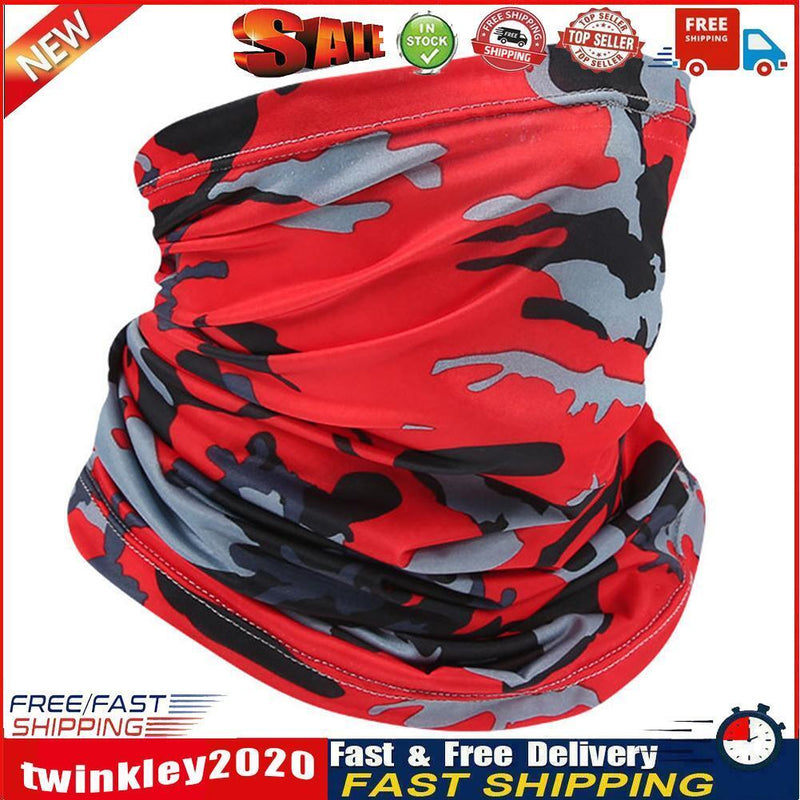 Cycling Camping Neck Tube Scarf Ice Silk Running Bandana (Red Camouflage) Newly