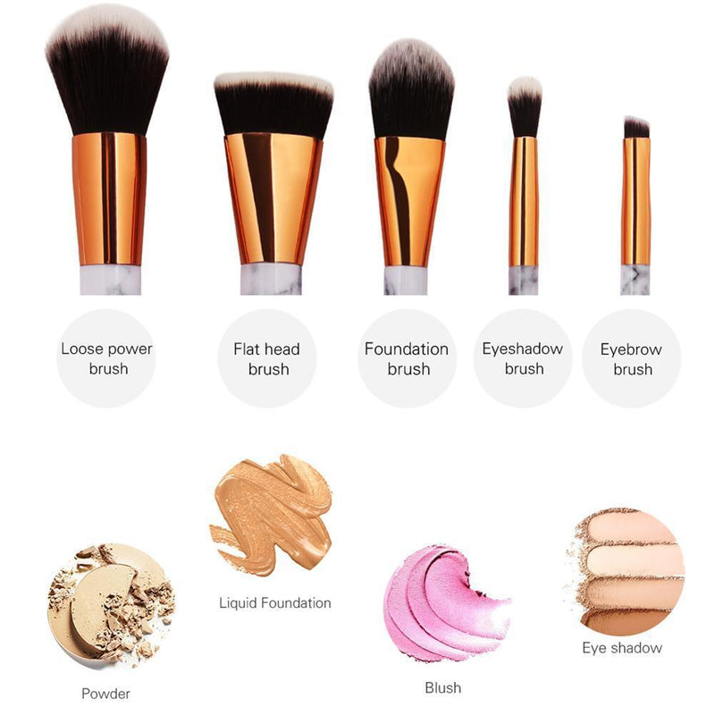 5pcs Makeup Brush Kit Eyebrow Blush Foundation Powder Beauty Cosmetic Brush