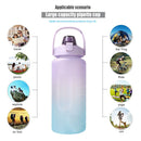2000ml Water Bottle with Time Marker for Outdoor Sports Drink Cup (Purple) Newly