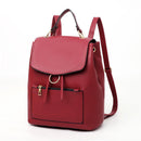 Women Solid Color Bookbag Travel Backpacks Casual PU Leather Girls School Bags