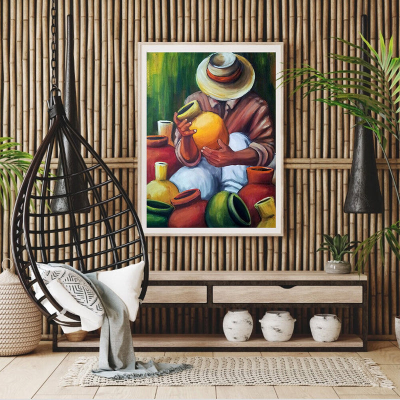 Making Ceramics Oil Paint By Numbers Kit DIY Handpainted on Canvas Wall Art