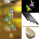 Colorful LED Solar Light Outdoor Wind Chime Hummingbird Pendant Lamps (A) Newly