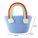 Cute Rainbow Cloud Mini Handbag Cotton Rope Female Seaside Beach Small Basket