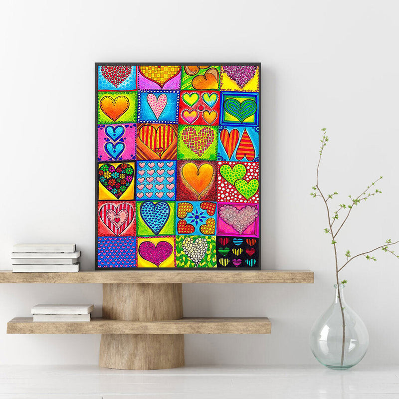 Abstract Hearts Oil Paint By Numbers Kits Canvas Picture Wall Art DIY Craft