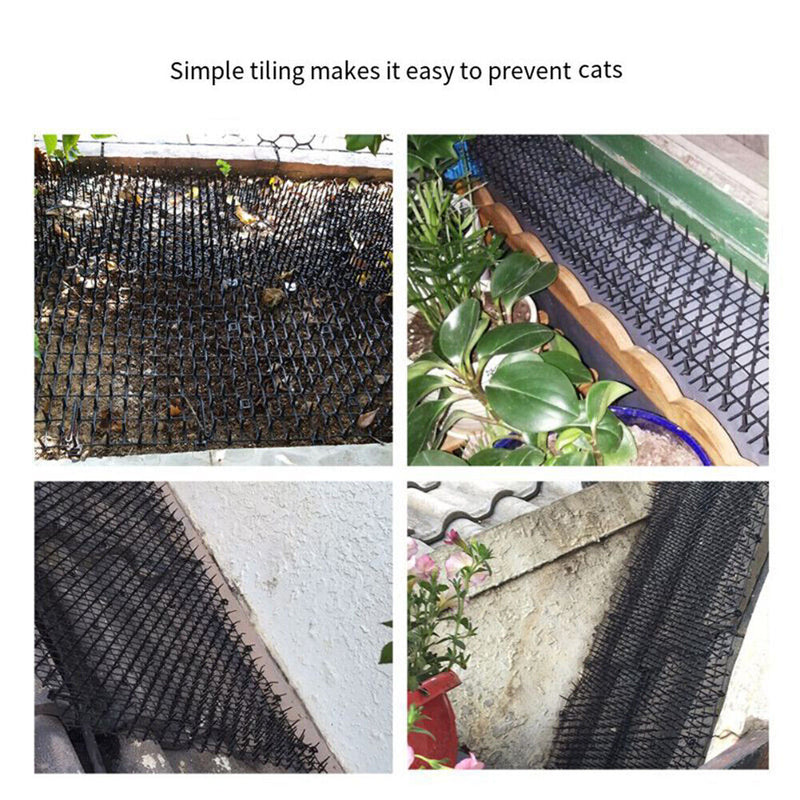 Garden Prickle Strip Cat Repellent Deterrent Mat Anti-cat Dog Mat (Black) Newly