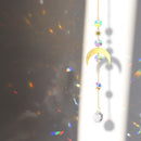 Hanging Crystal Light Catcher Metal Moon Sun Garden Wall Wind Chime (68) Newly