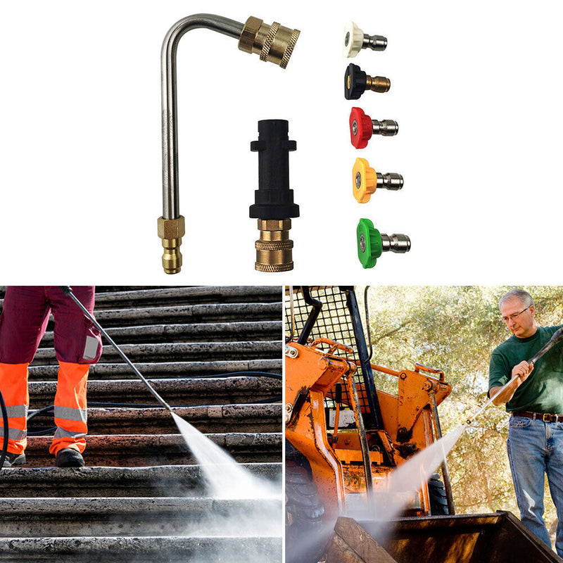 Pressure Washer Gun Adapter 120 Degree Extension Wand 5 Tips for Karcher