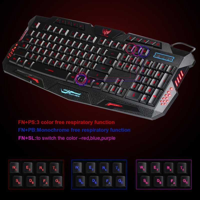 A877Y Backlit 104 Keys Russian Layout Mechanical Feeling Wired Gaming Keyboard