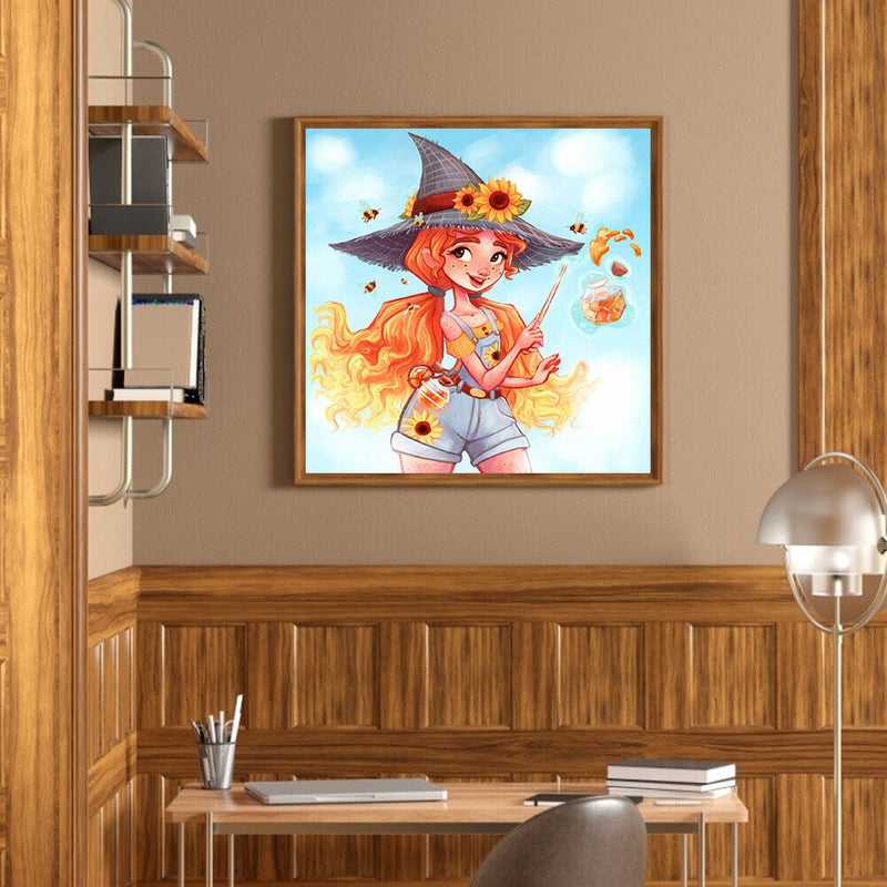 Full Round Diamond Painting Kits Bee Commander Little Witch Mosaic Picture
