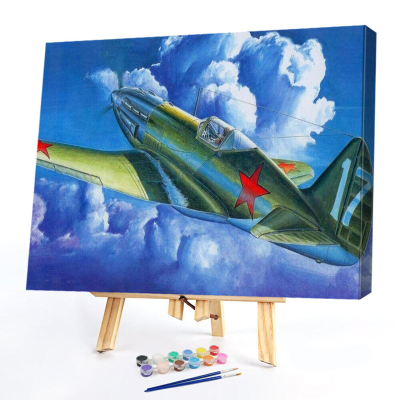 Oil Paint By Numbers Picture DIY Painting Airplane Abstract Handmade Gift for Ad