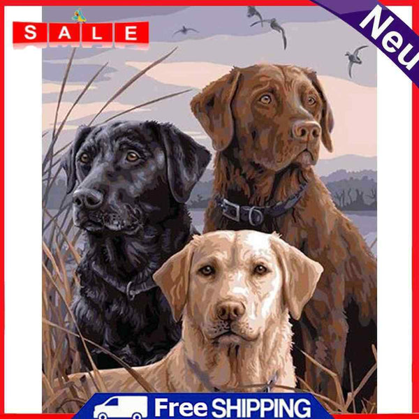 DIY Paint By Number Kit Frameless Dog Animal Handpainted Canvas Wall Decoration