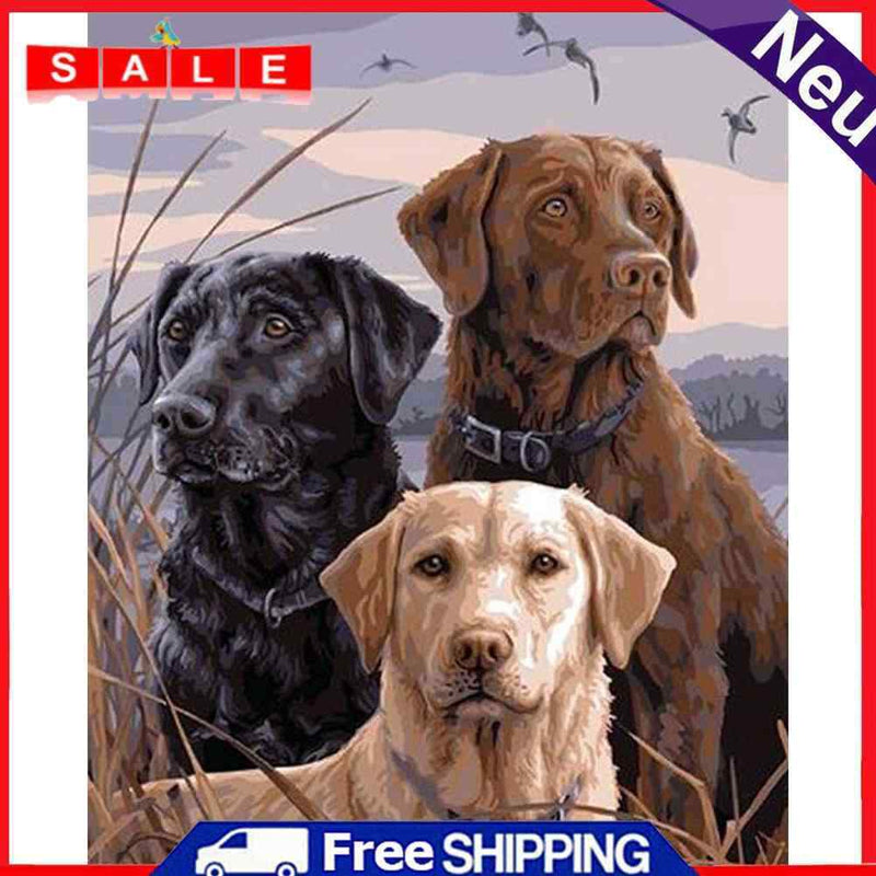 DIY Paint By Number Kit Frameless Dog Animal Handpainted Canvas Wall Decoration