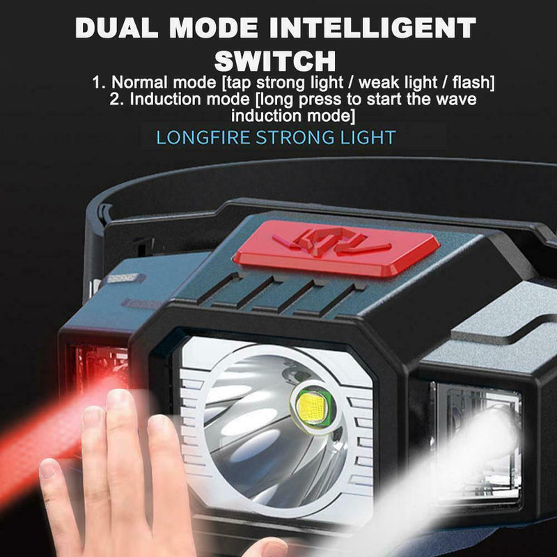 USB Rechargeable Head Torch Headlamp Light Lamp LED Camp Fishing UK F5C0