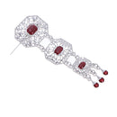 Women Retro Hollow Geometric Shape Rhinestone Imitation Gem Brooch(1)