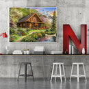 Hand Painted on Canvas DIY Lodge in Forest Oil Paint By Numbers Drawing Kit Gift
