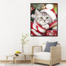 5D Full Drill Diamond Painting DIY Christmas Cat Rhinestone Picture Decor Poster