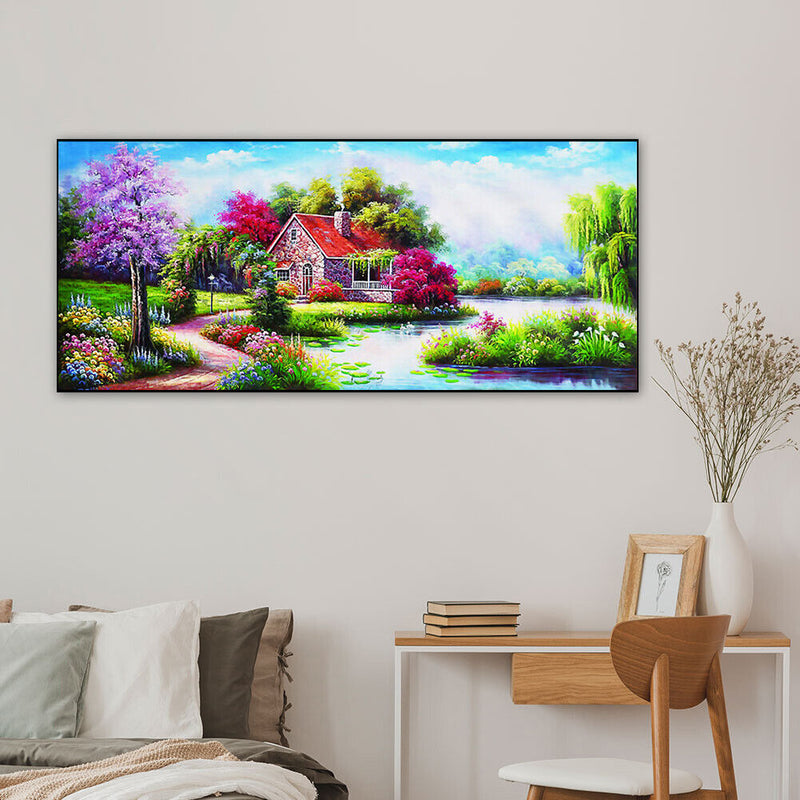 Cabin in Woods Oil Paint By Numbers Canvas Picture DIY Home Decoration Gift