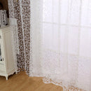 Window Curtain Plant Floral Pattern Sheer Voile Tulle Drape Valances White