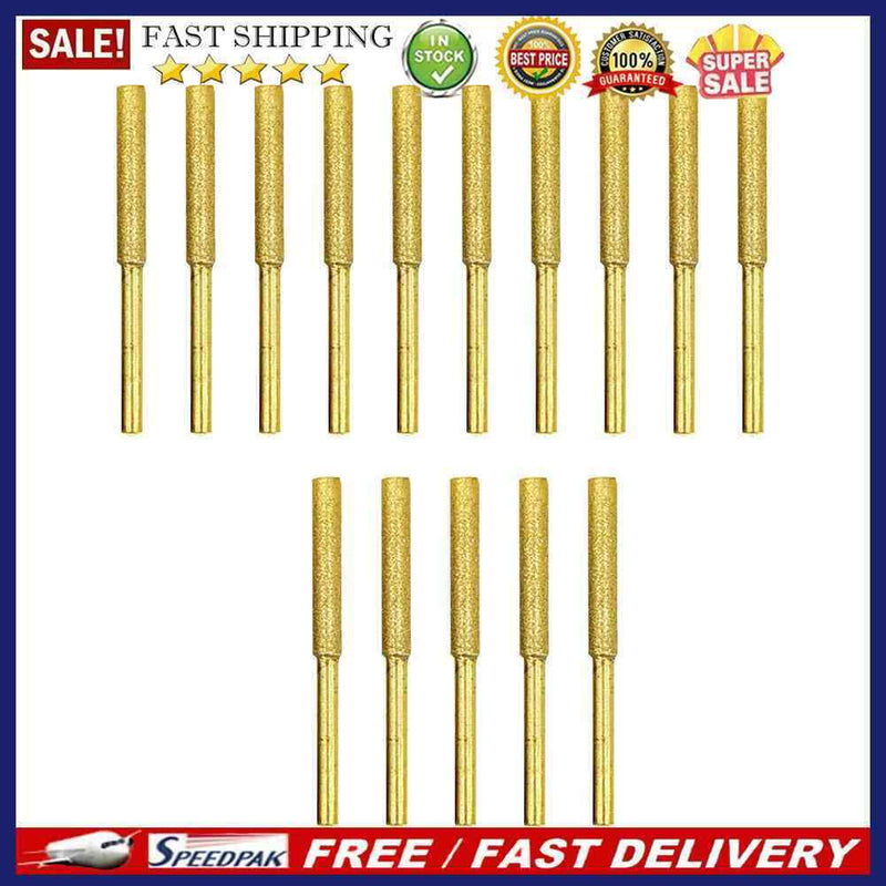 15pcs Stone File Sharpening Diamond Coated Cylindrical Burr Chainsaw Sharpe