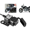 Dual Waterproof USB Port Motorcycle Charger Socket Adapter Black Motorbike B5P8