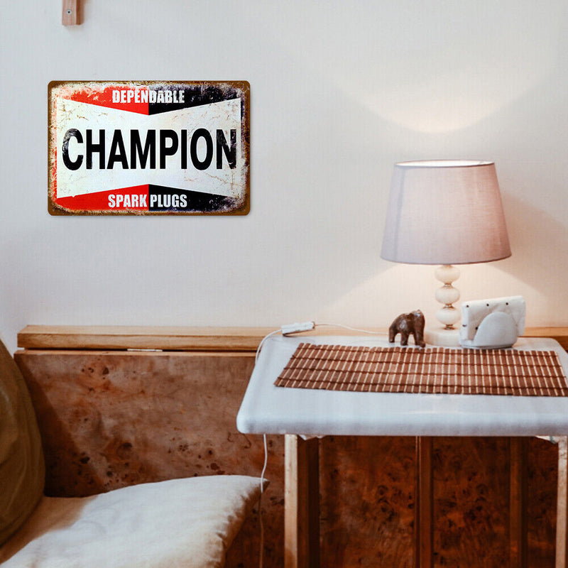 CHAMPION Retro Metal Plate Tin Sign for Bar Pub Club Cafe Art Poster Home Decor