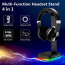 RGB Headphones Display Stand w/ 2 USB Charging Ports Gamer Earphone Holder Newly