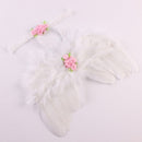 Baby Feather Flowers Photograph Props Outfits Angel Wings + Headband Set