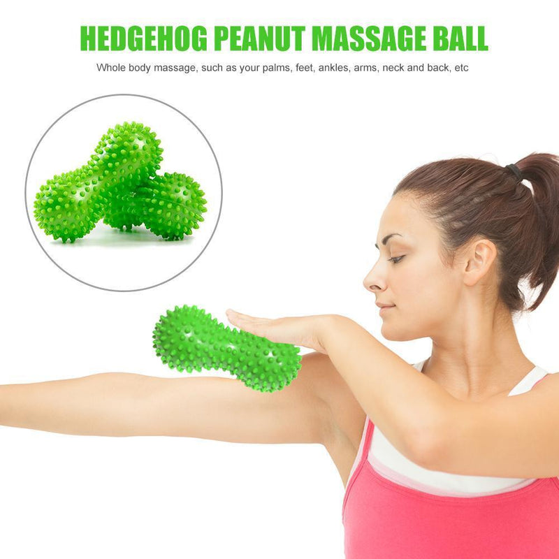 Peanut Shape Massage Fitness Ball Stress Relax Body Spiky Massager (Green) Newly