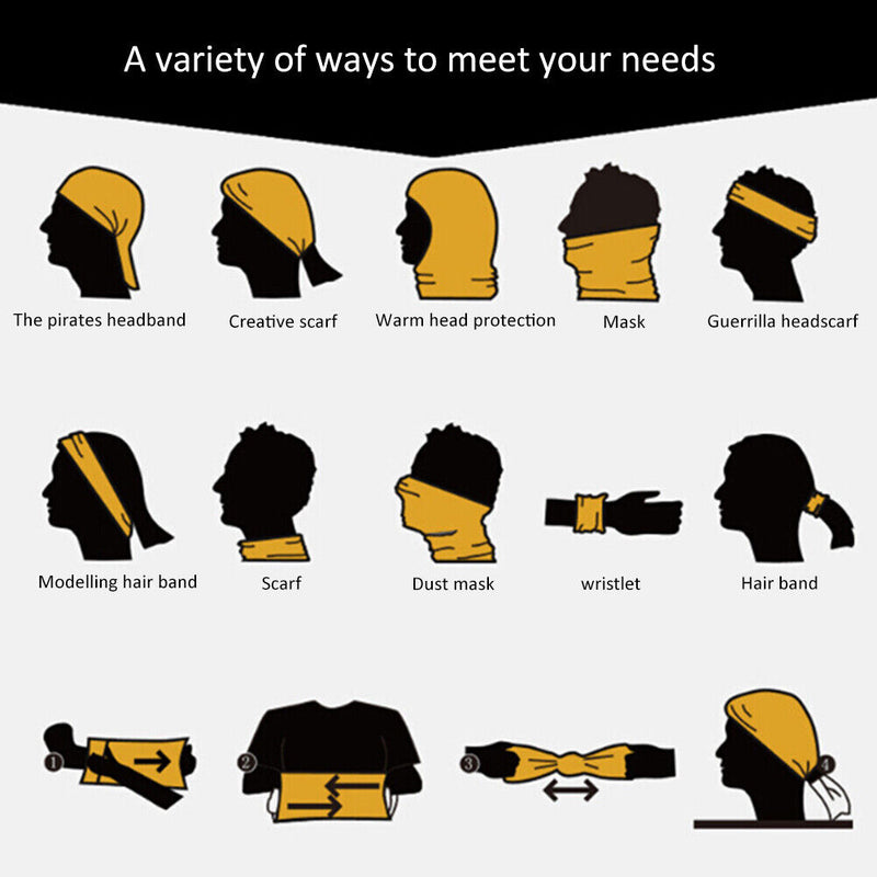 Cycling Camping Neck Tube Scarf Ice Silk Outdoor Running Bandana (black) Newly