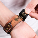 Wide Brown  Cuff Bracelet Leather Wristband Punk Snap Bracelet Wrap Bangle