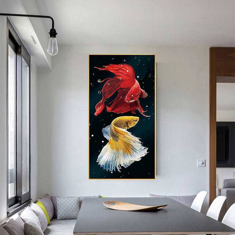 Two Fish Oil Paint By Numbers DIY Canvas Wall Art Picture Craft Home Decoration
