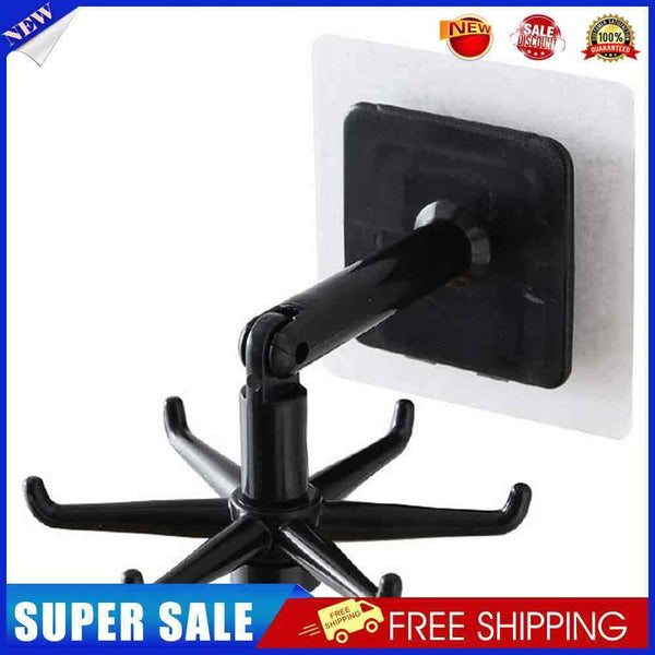 360 Degree Rotating & 180 Degree Tilt Kitchen Hook Rack 6-Claw (Black)