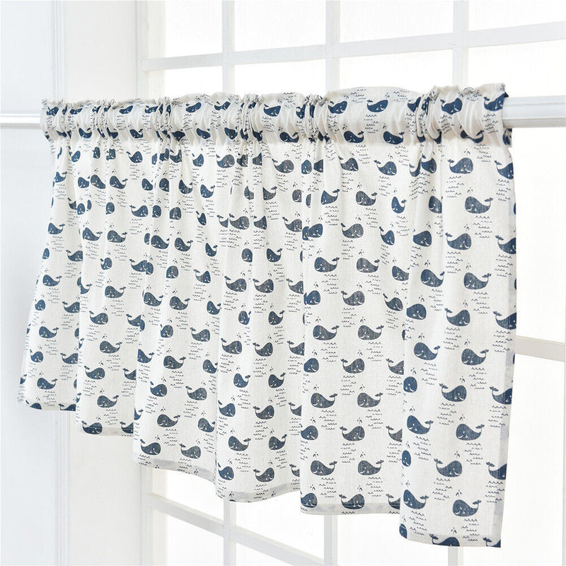 Short Curtain Shading Curtains Home Decor for Window Screen (Sea Whale)
