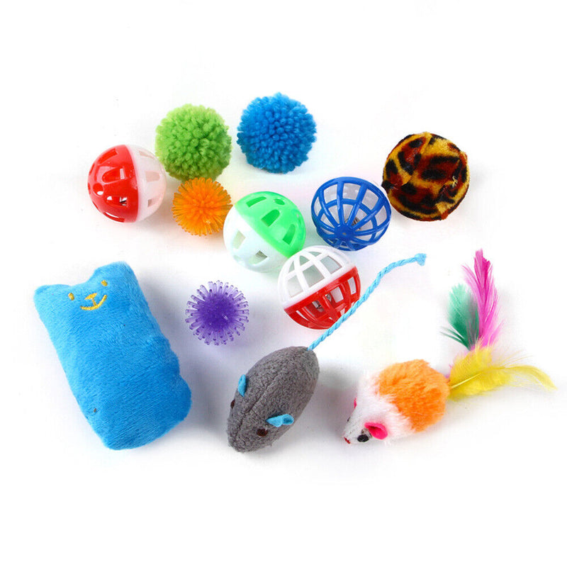 12x Pet Toys Funny Plush Mouse Bell Ball Bite Heavy Duty Pet Interactive Supplies