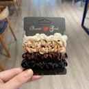 6pcs Silky Satin Hair Scrunchies Elastic Solid Color Hair Tie~